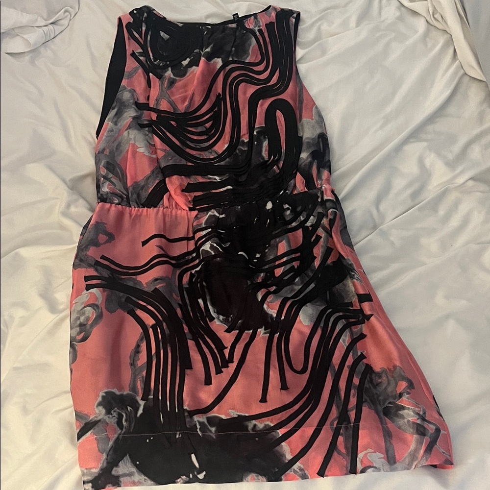 Robert Rodriguez Pink and Black Patterned Dress